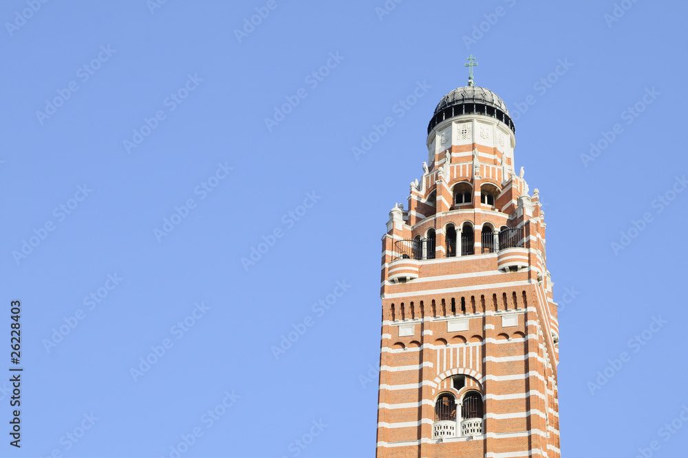 church tower against blue sky