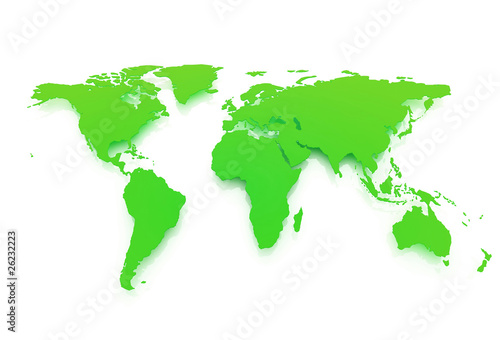 Eco green map of world, isolated on white background