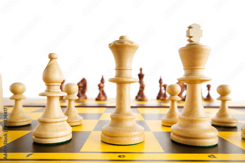 Set of chess figures on the playing board Set of chess figures on the playing board
