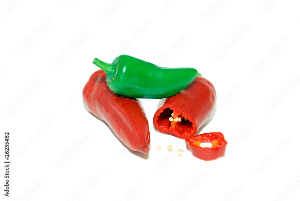 Red and green burning pepper