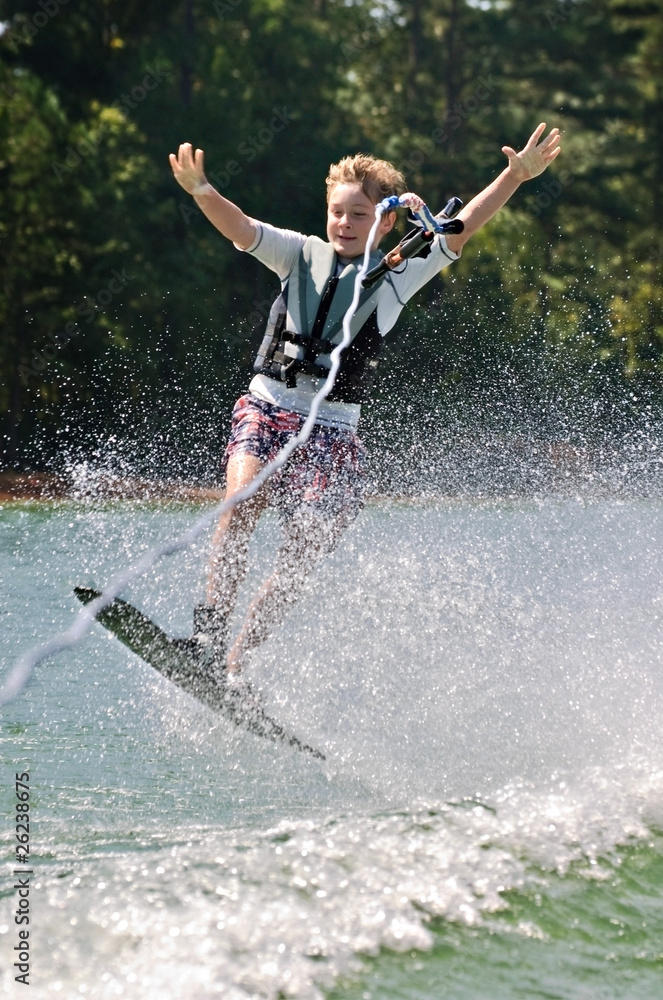 Fototapeta premium Young Boy Trick Skiing