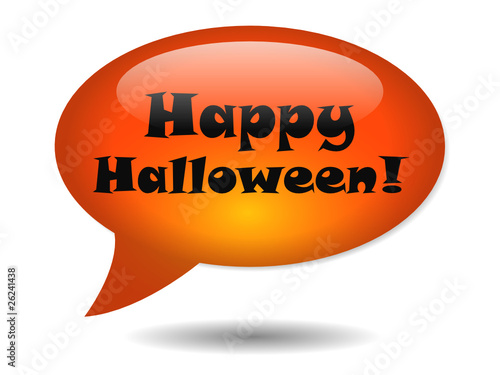 “HAPPY HALLOWEEN!” Speech Bubble Icon (Pumpkin Trick Treat Wish)
