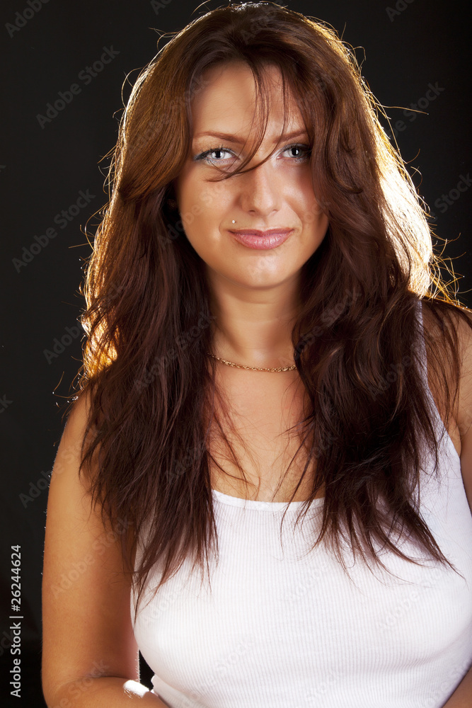 Young lady isolated on black Young lady isolated on black
