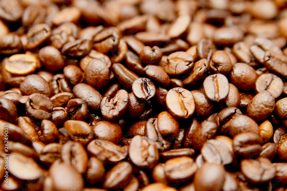 Naklejka premium Kaffeebohnen Nahaufnahme