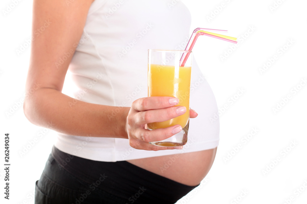 Healthy Diet. Pregnant Woman holding Glass of Juice