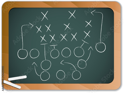Teamwork Football Game Plan Strategy on Blackboard