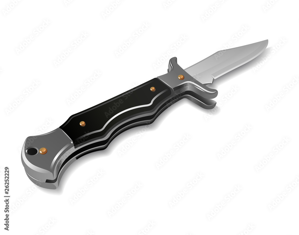 Open flick knife. Realistic vector illustration Open flick knife. Realistic vector illustration
