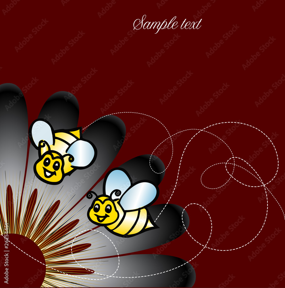 Naklejka premium COLORFUL DAISIES meadow with bees background, vector