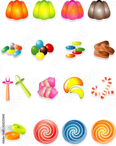 Sweets and candies icons set