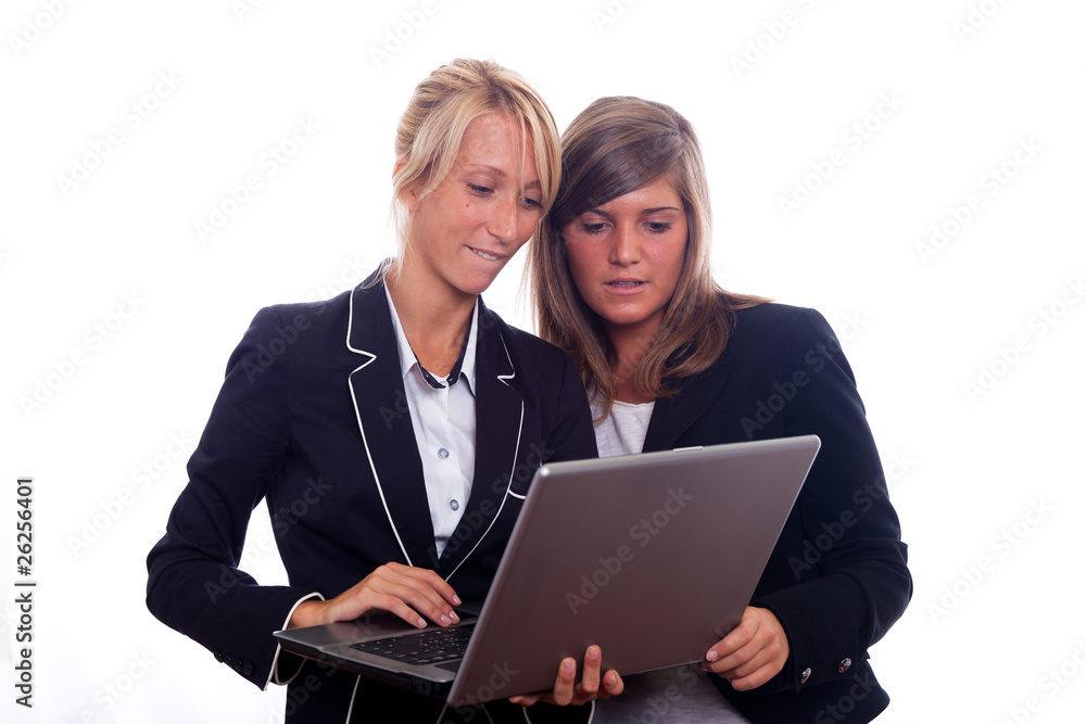 Two Young Businesswoman with Laptop Two Young Businesswoman with Laptop