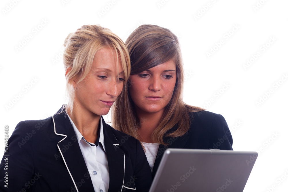 Two Young Businesswoman with Laptop Two Young Businesswoman with Laptop