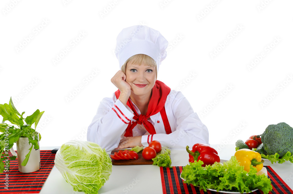Happy Chef in uniform prepare a healthy breakfast. Happy Chef in uniform prepare a healthy breakfast.