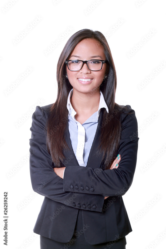 Smiling asian business woman over abstract background Smiling asian business woman over abstract background