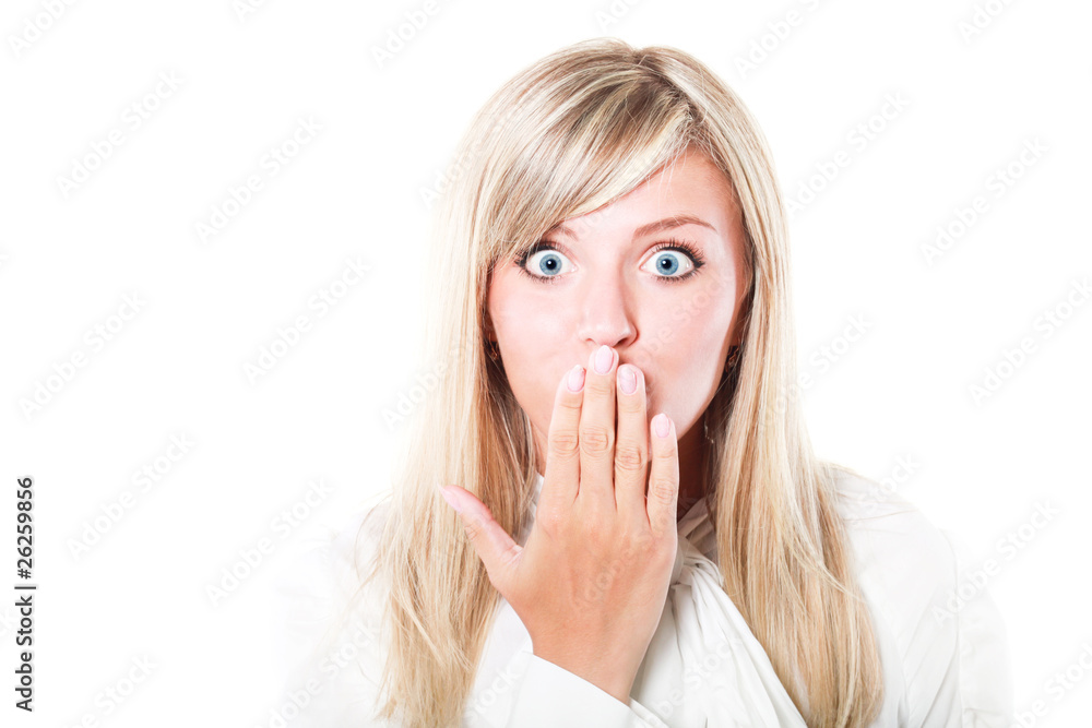 Young beautiful woman looking surprised and shocked Young beautiful woman looking surprised and shocked