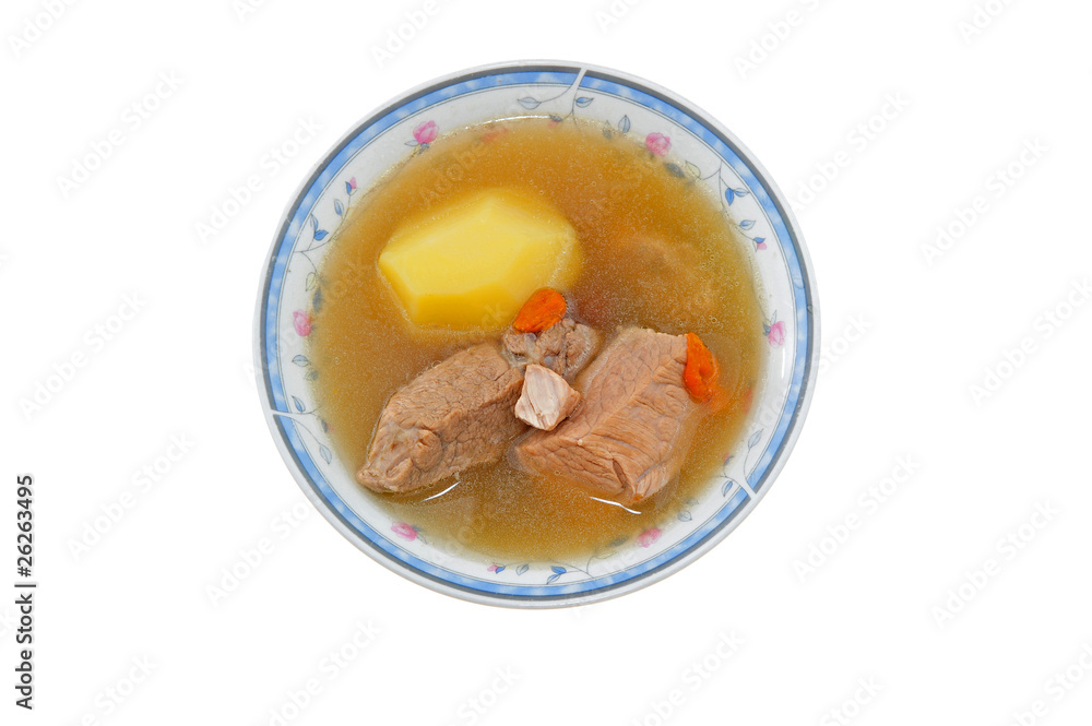 cooked potato and pork meat soup cooked potato and pork meat soup
