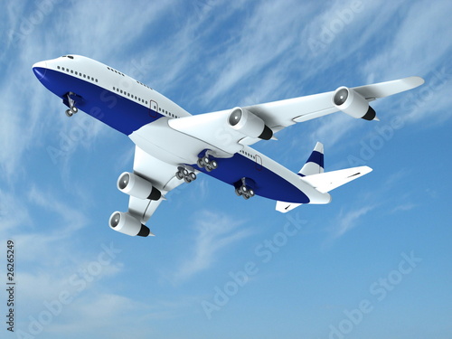 Fototapeta Naklejka Na Ścianę i Meble -  Airplane on the blue sky