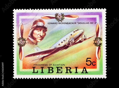 Liberian stamp featuring aviation pioneer Edward Rickenbacker photo