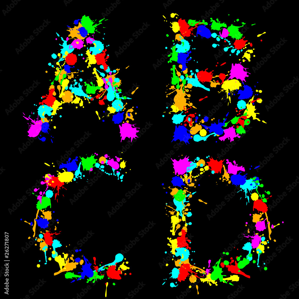 alphabet color drop ABCD alphabet color drop ABCD