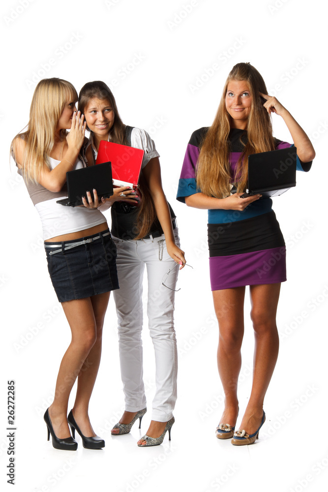 Fototapeta premium Girlfriends with laptops