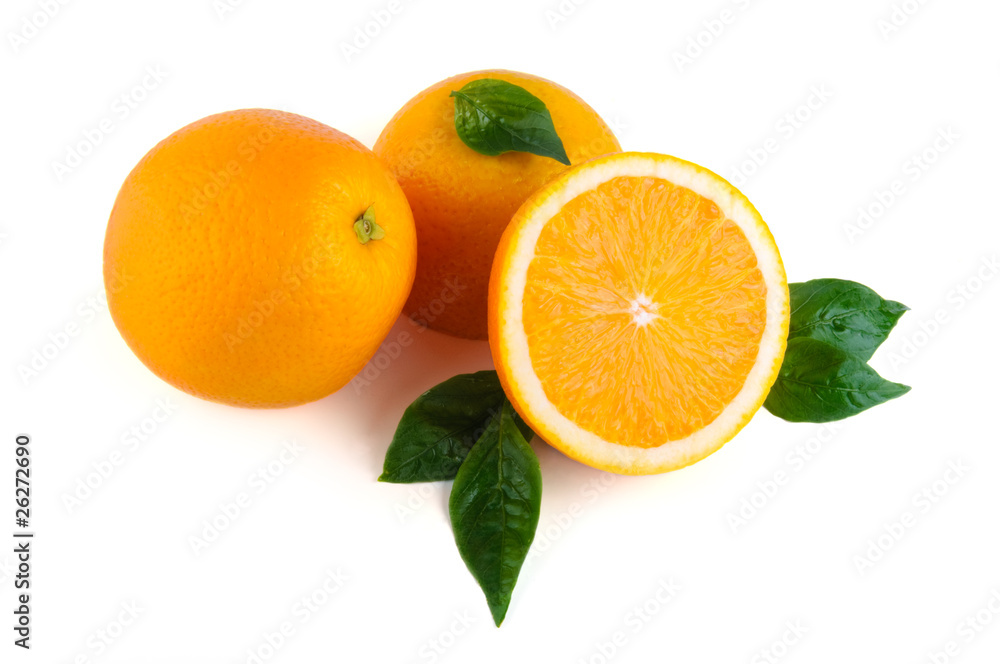 Arrangement of orange on a white background Arrangement of orange on a white background