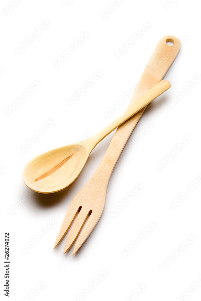 Wooden kitchen-ware isolated on white Wooden kitchen-ware isolated on white
