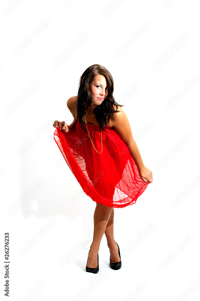 Naklejka premium Frau im roten Kleid