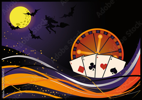 Casino halloween card, vector