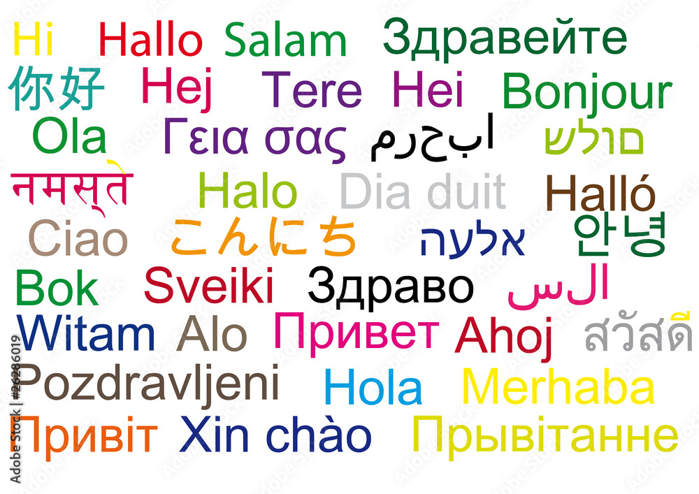 Hallo in 36 Sprachen Adobe Stock