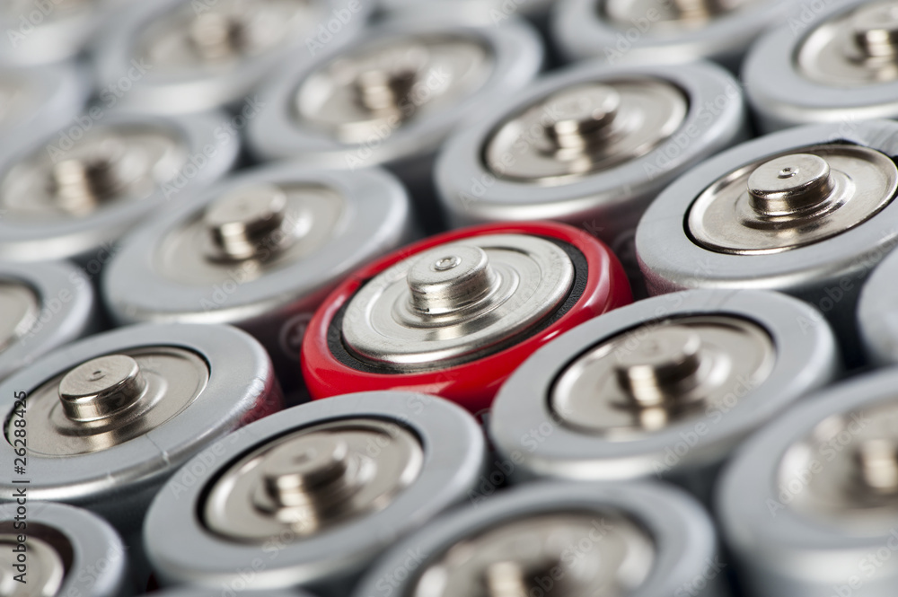 batteries tops macro with contrast red one batteries tops macro with contrast red one