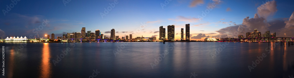 Downtown Miami and Biscayne Bay skyline panorama