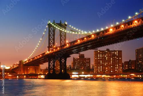 Manhattan Bridge sunset New York City
