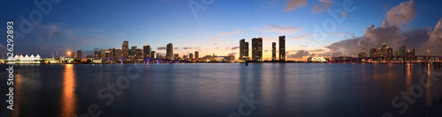 Downtown Miami and Biscayne Bay skyline panorama