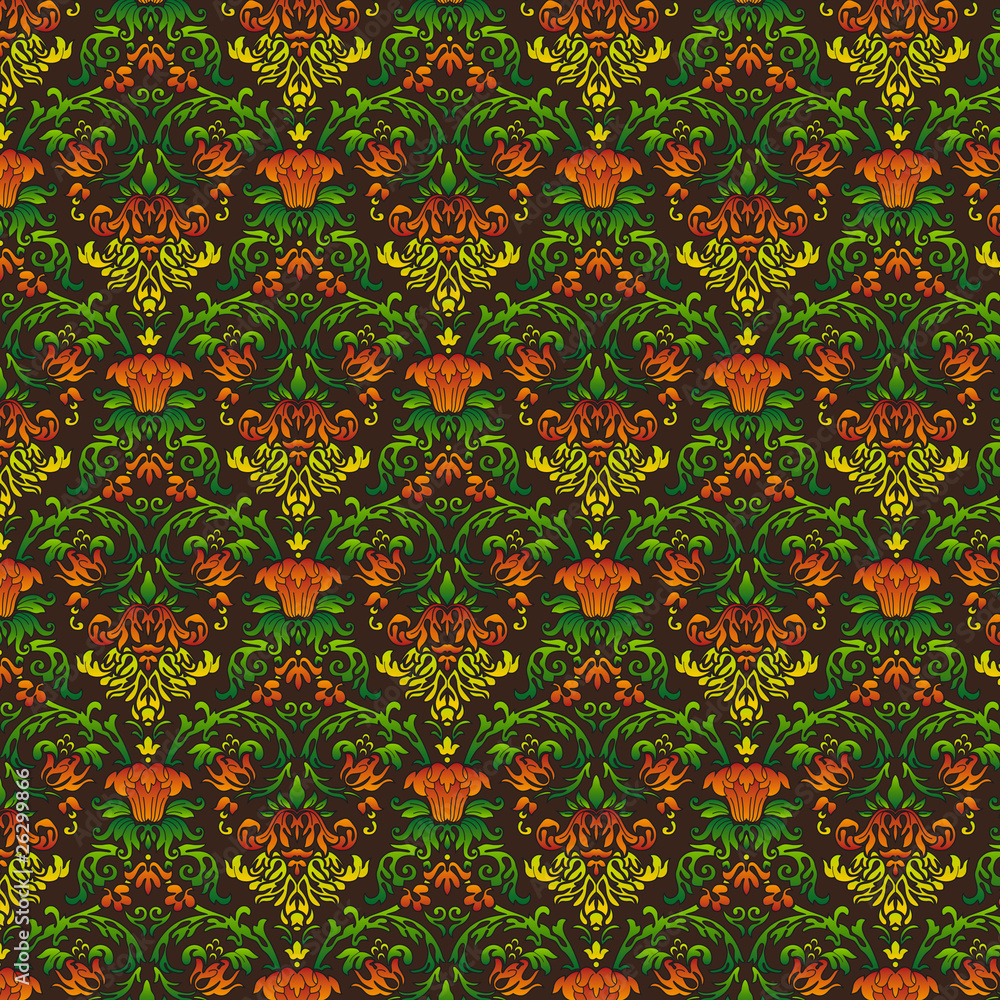Fototapeta premium Old style floral ornate vector background