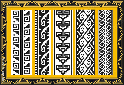 Set of ancient american indian patterns