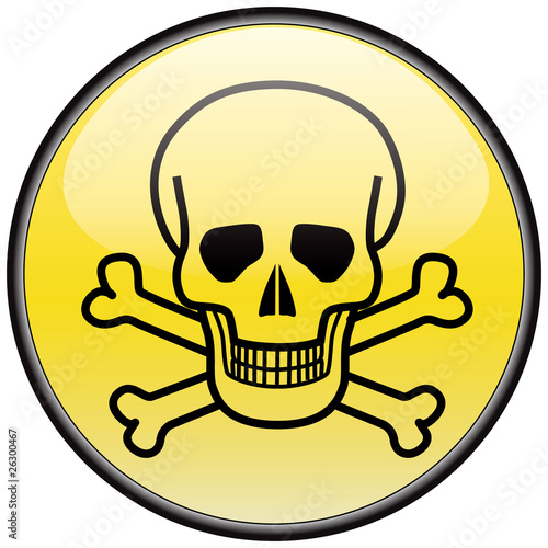 Skull and bones vector round hazardous sign
