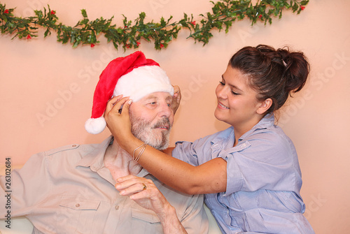 Принти на полотні christmas holiday senior with carer or grandchild