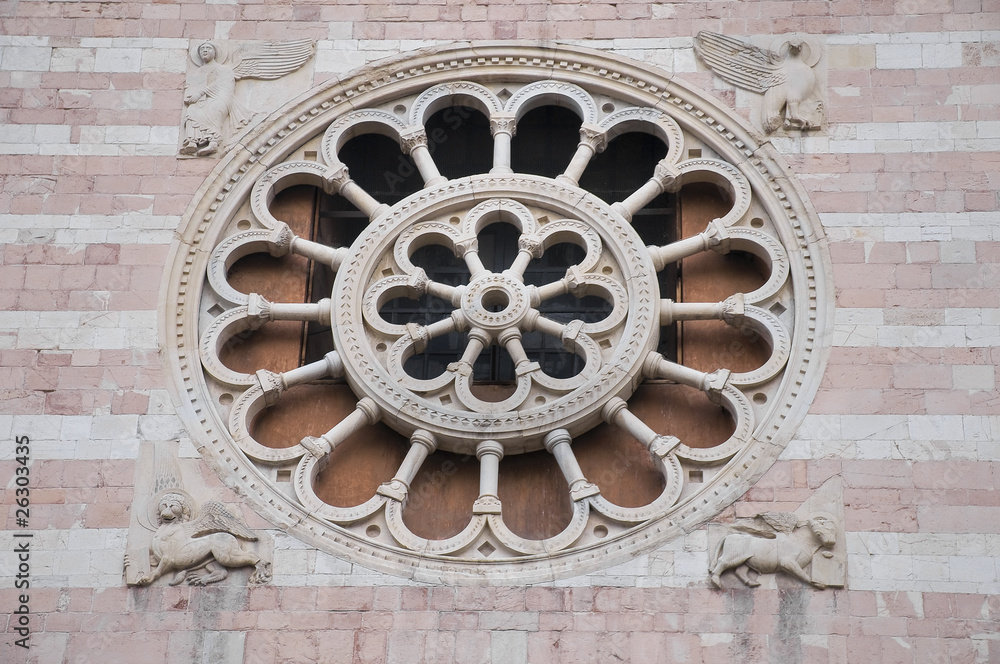 Rose window. St. Feliciano Cathedral. Foligno. Umbria.