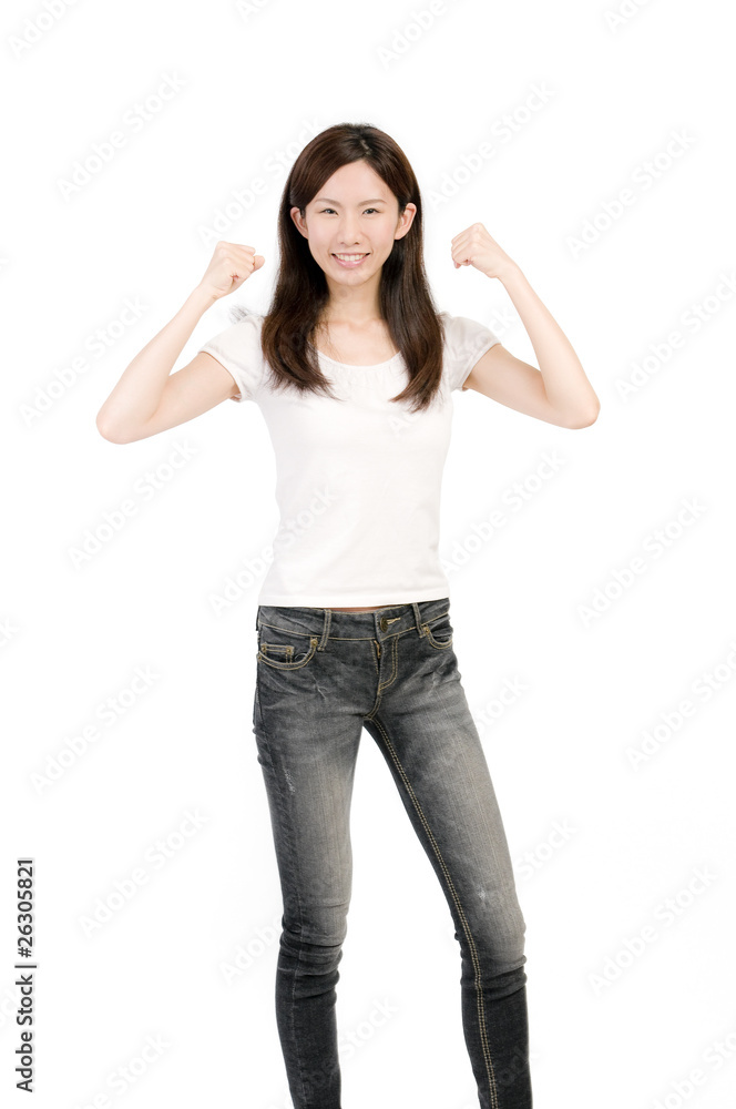 ガッツポーズの女性 ガッツポーズの女性