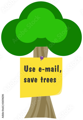 Vector Conceptual Illustration of Use E-Mail - Save Trees