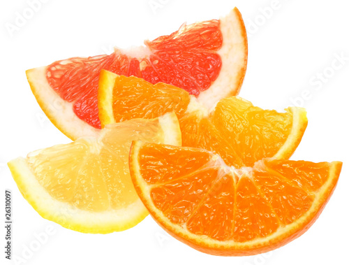 Orange, lemon, grapefruit and tangerine slices.