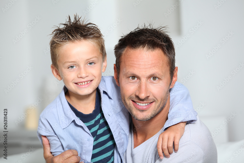 Closeup of father and son at home Closeup of father and son at home