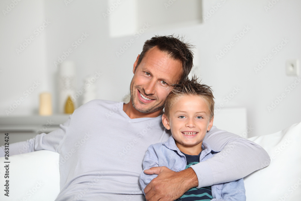 Closeup of father and son at home Closeup of father and son at home