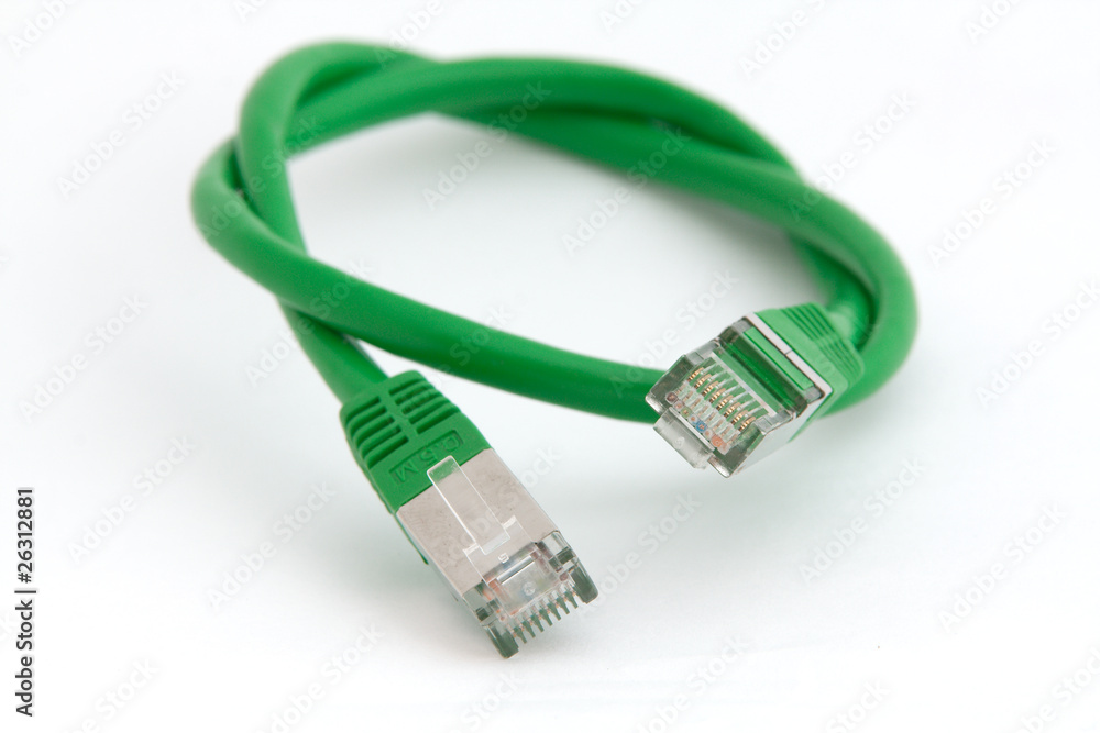 Netzwerkkabel grün gerollt Netzwerkkabel grün gerollt