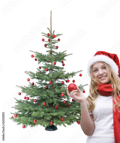 Mädchen und Weihnachtsbaum