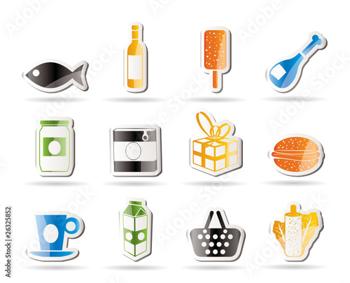 Shop, food and drink icons 1 - vector icon set