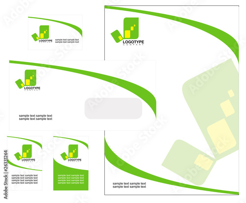 Kit carta intestata verde e giallo