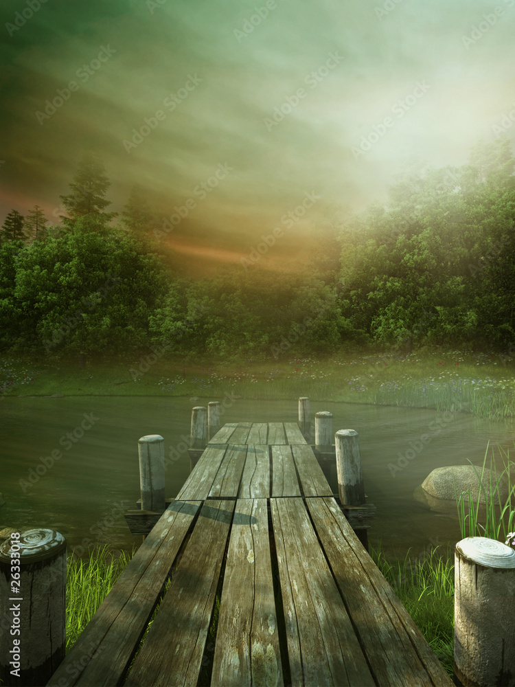 Obraz premium Drewniane molo na jeziorze
