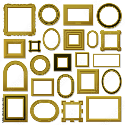 Collection of golden vintage picture frames