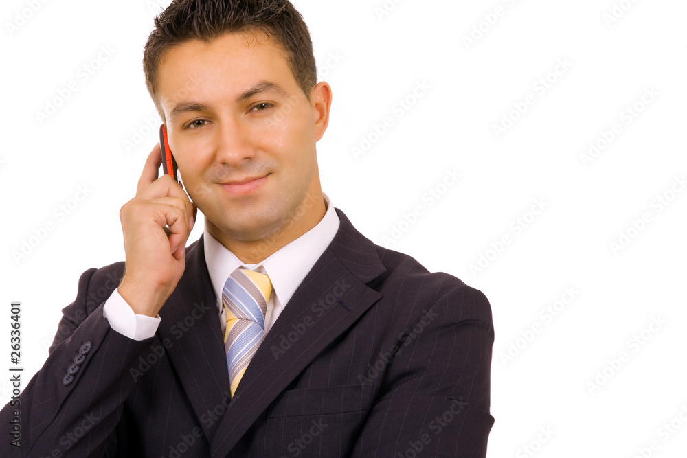 young business man on the phone, isolated on white young business man on the phone, isolated on white