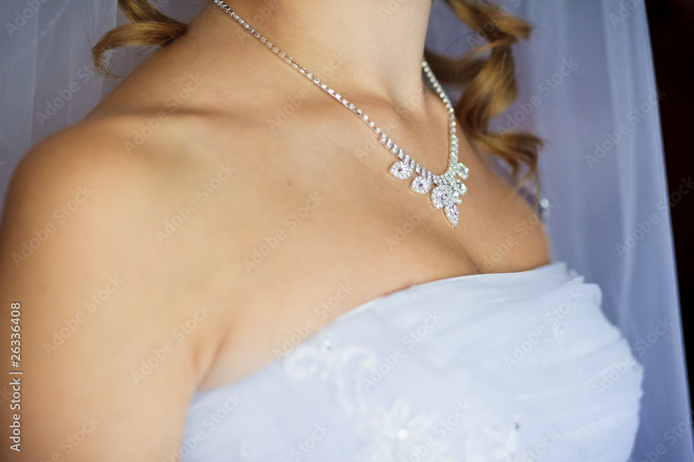 Beautiful adornment on neck of young bride